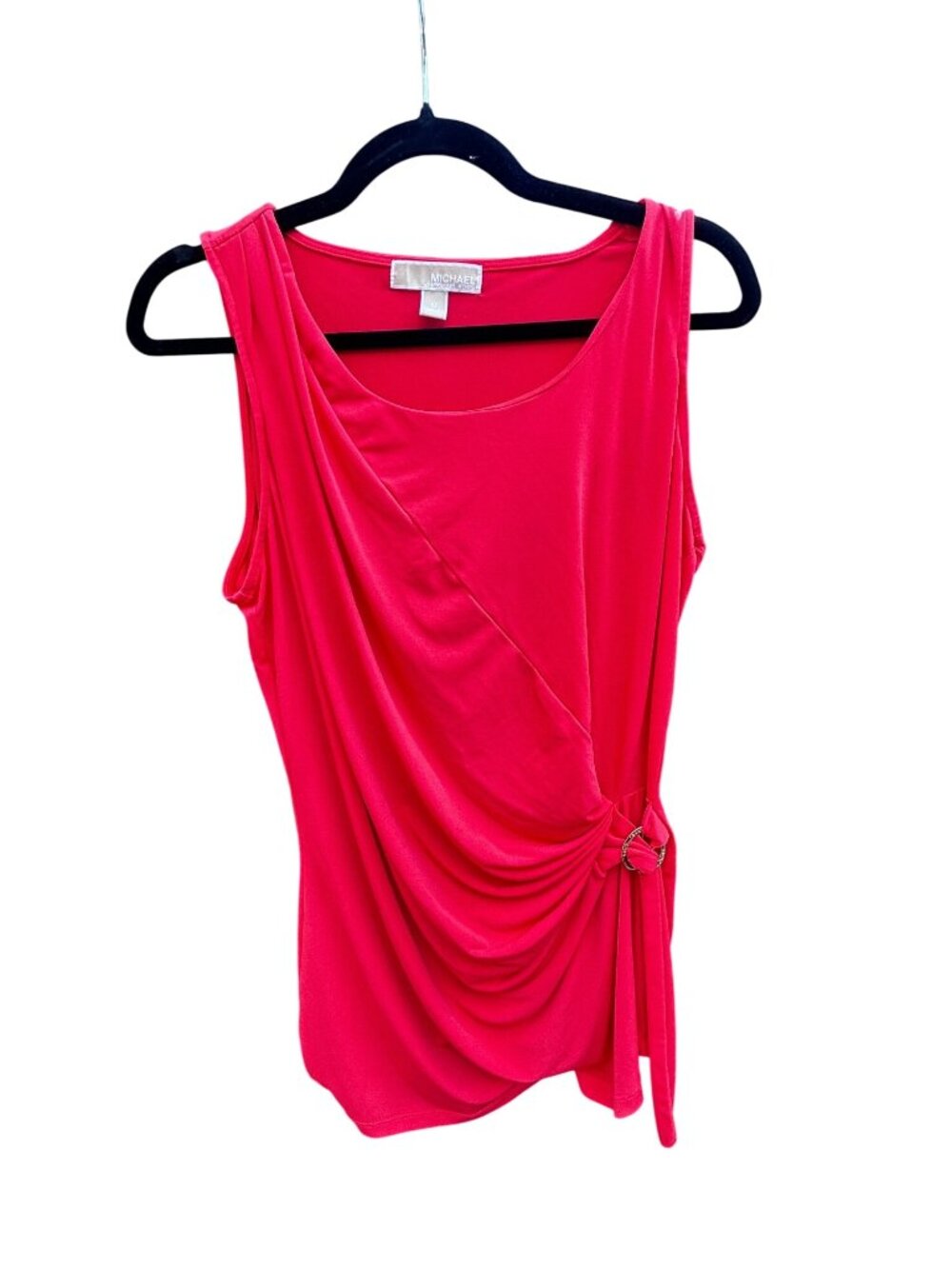 Michael Kors Red Sleeveless Draped Top With Side Ring Accent Size Medium 1944